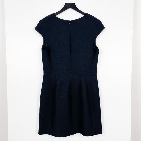 Vince Size 10 Sheath Cap Sleeve Mini Dress Black Polyester Stretch Ponte - Picture 7 of 10